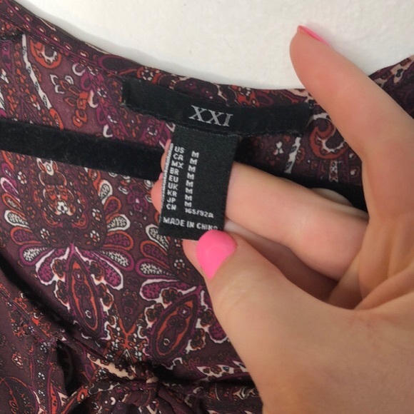 Burgundy Paisley Forever21 Midi Dress - Picture 6 of 8